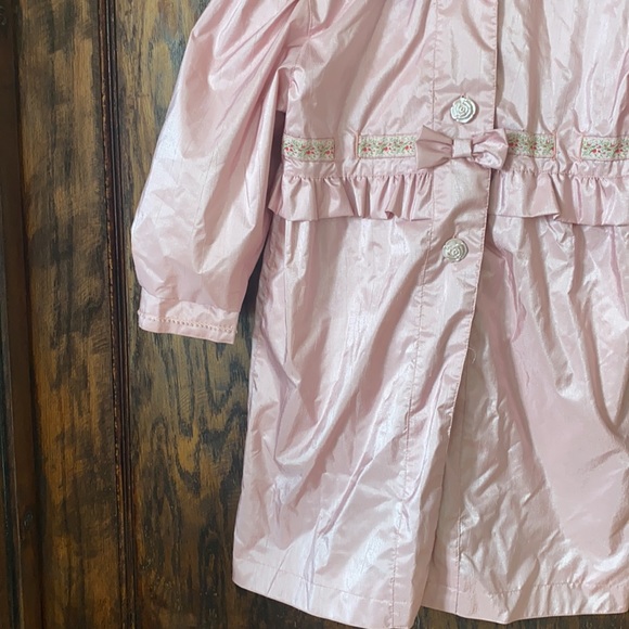 Vintage pink formal coat size 4 rose buttons trench coat style shimmer jacket - Picture 3 of 10